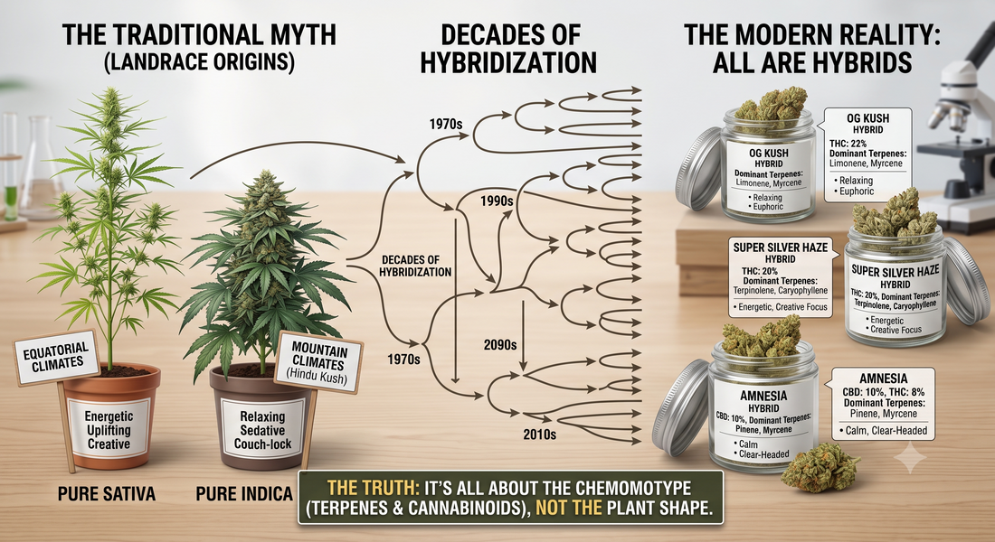 The Indica vs. Sativa Myth: Why Everything is a Hybrid and What Actually Drives Your Experience